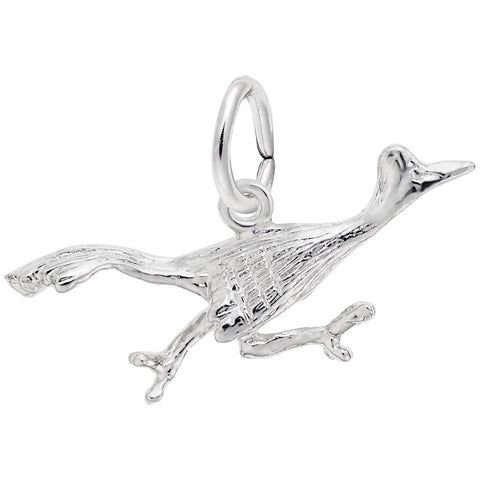 Road Runner Bird Charm In Sterling Silver