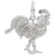 Rooster Charm In 14K White Gold