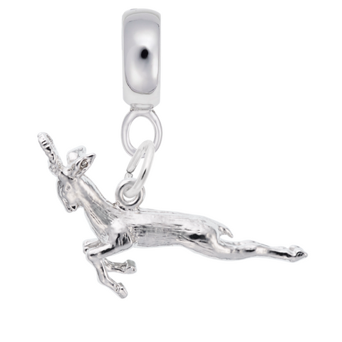 Antelope Charm Dangle Bead In Sterling Silver