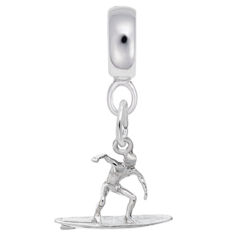 Surfer Charm Dangle Bead In Sterling Silver