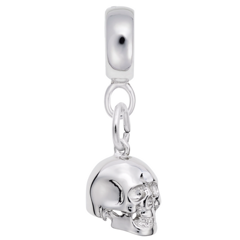 Skull Charm Dangle Bead In Sterling Silver