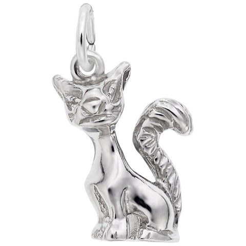 Cat Charm In 14K White Gold