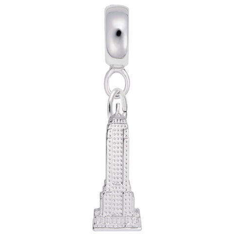 Empire State Bldg. Charm Dangle Bead In Sterling Silver