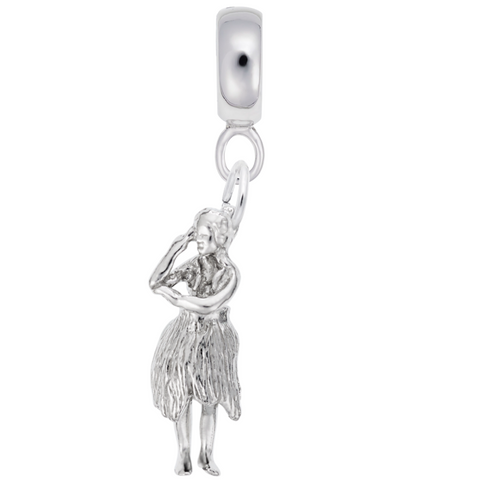 Hula Dancer Charm Dangle Bead In Sterling Silver