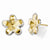 14k Yellow Gold with Rhodium Flower Post Earrings