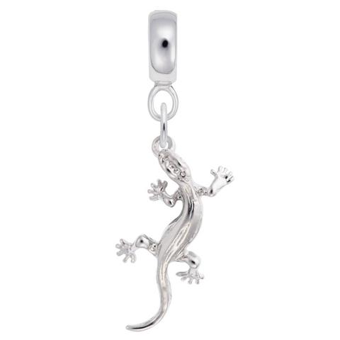 Lizard Charm Dangle Bead In Sterling Silver