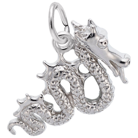 Serpent Charm In 14K White Gold