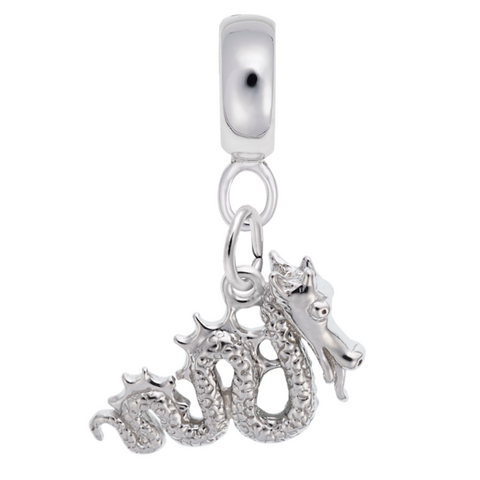 Serpent Charm Dangle Bead In Sterling Silver