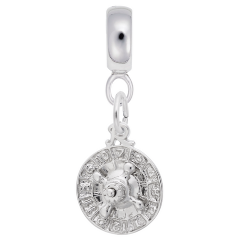 Roulette Wheel Charm Dangle Bead In Sterling Silver
