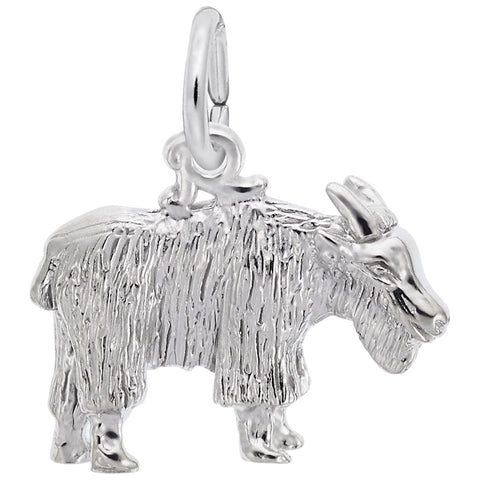 Goat Charm In 14K White Gold