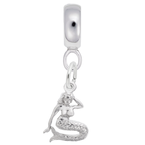 Mermaid Charm Dangle Bead In Sterling Silver