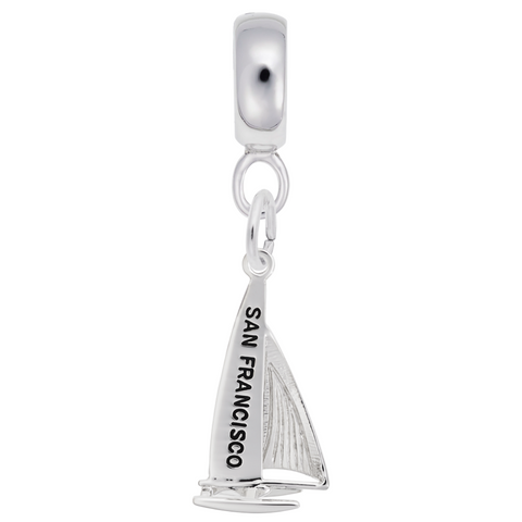 San Francisco Catamaran Charm Dangle Bead In Sterling Silver
