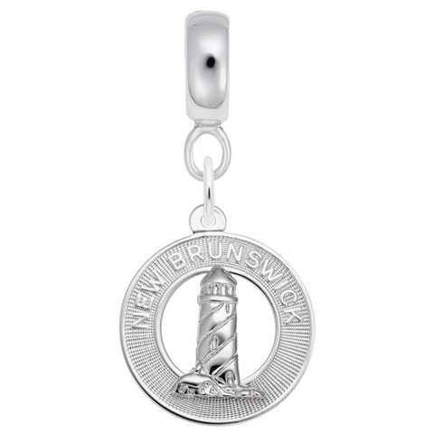 New Brunswick Lighthouse Charm Dangle Bead In Sterling Silver