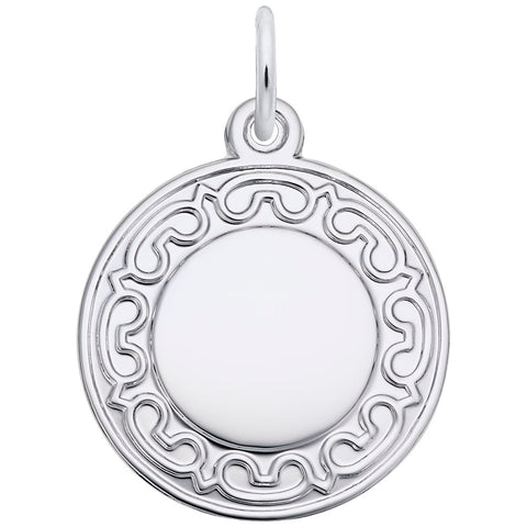 Disc Charm In 14K White Gold