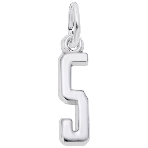 Number 5 Charm In 14K White Gold