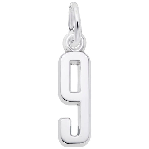 Number 9 Charm In Sterling Silver