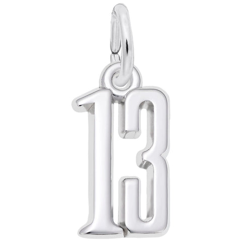 Number 13 Charm In 14K White Gold