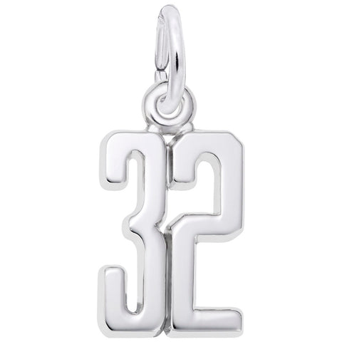 Number 32 Charm In Sterling Silver