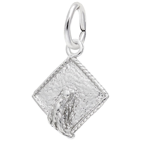 Graduation Hat Charm In 14K White Gold