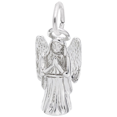 Angel Charm In 14K White Gold