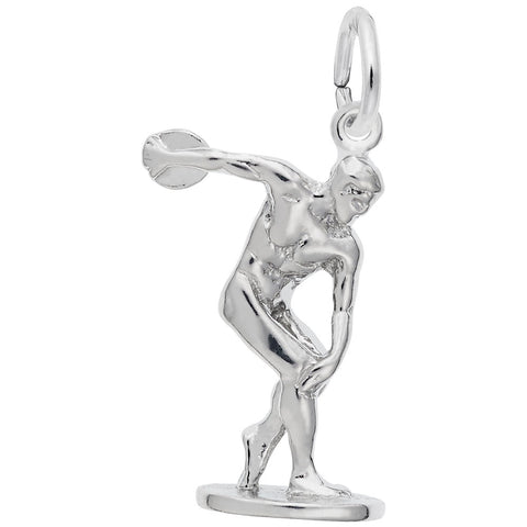 Discus Charm In 14K White Gold