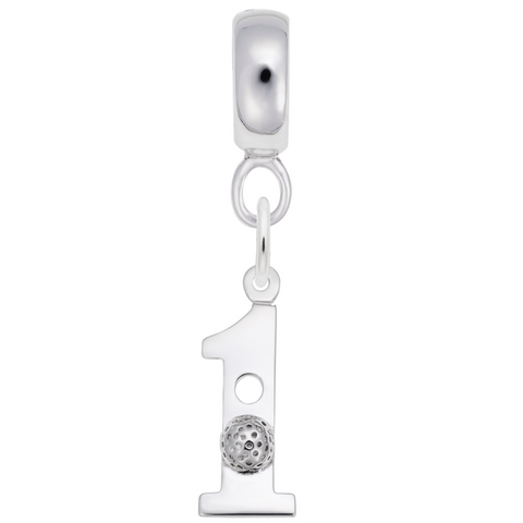 Hole In 1 Golf Charm Dangle Bead In Sterling Silver
