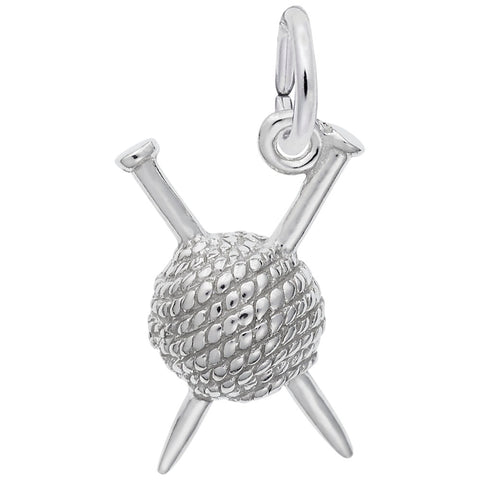 Knitting Charm In 14K White Gold