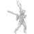 Baseball Player Charm In 14K White Gold