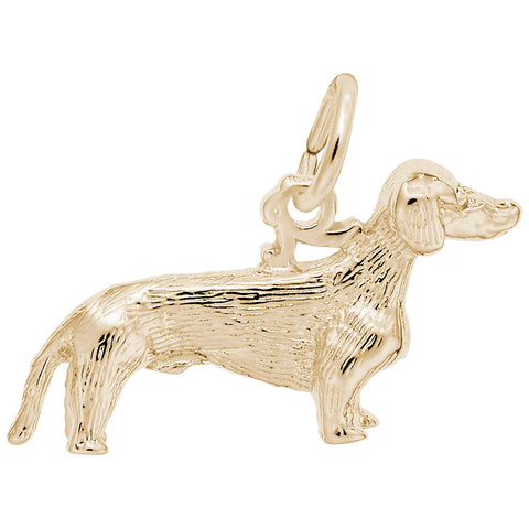 Dachshund Dog Charm In Yellow Gold