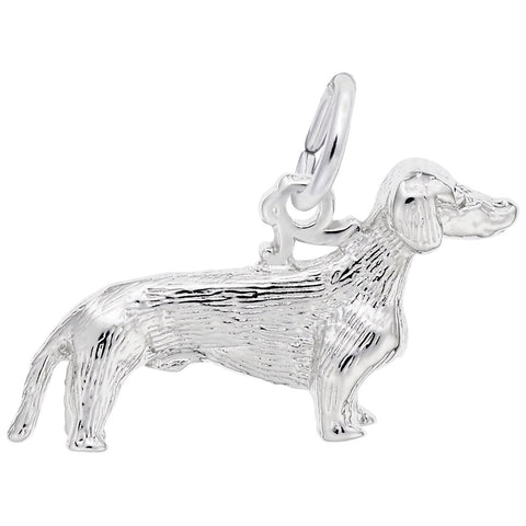 Dachshund Dog Charm In 14K White Gold