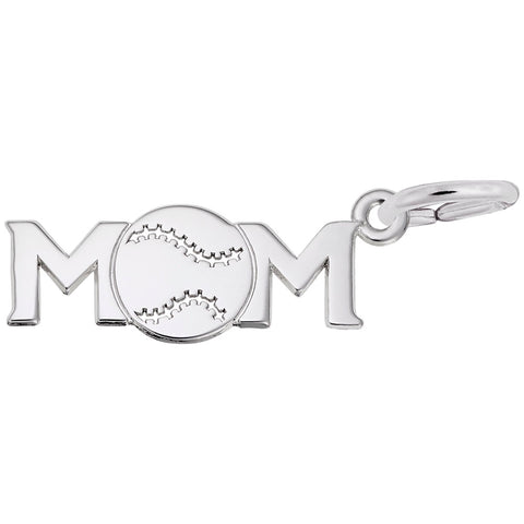 Baseball Mom Charm In 14K White Gold