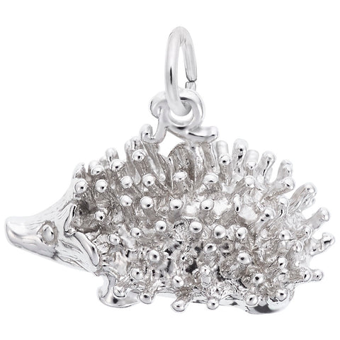 Porcupine Charm In 14K White Gold