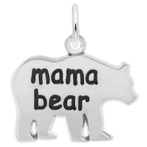 Mama Bear Charm In 14K White Gold