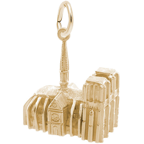 Notre Dame Cathedral 3D Charm In Yellow Gold