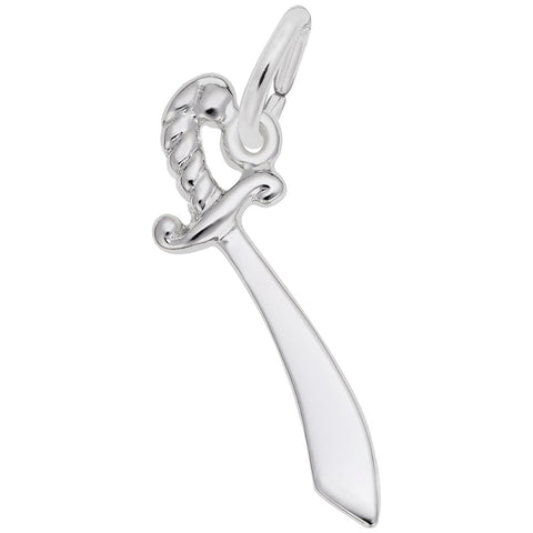 Sword Charm In 14K White Gold