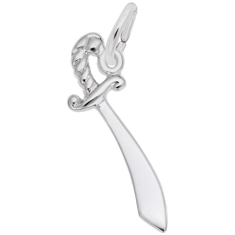 Sword Charm In 14K White Gold