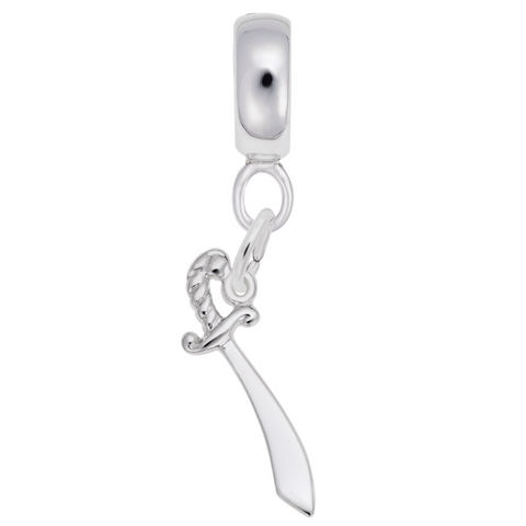 Sword Charm Dangle Bead In Sterling Silver