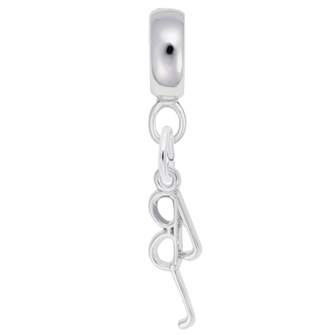 Glasses Charm Dangle Bead In Sterling Silver