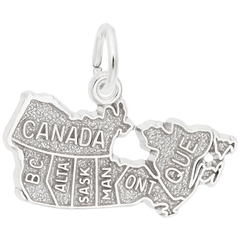 Canada Map Charm In Sterling Silver
