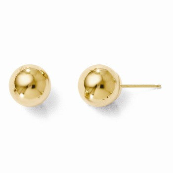 14k Yellow Gold Polished 8mm Ball Post Earrings