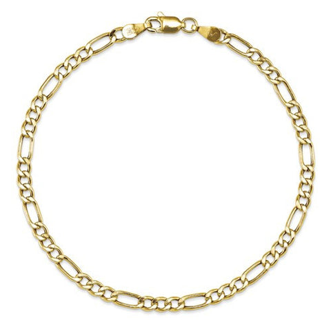 10Kt Yellow Gold Polished +1 Figaro Bracelet