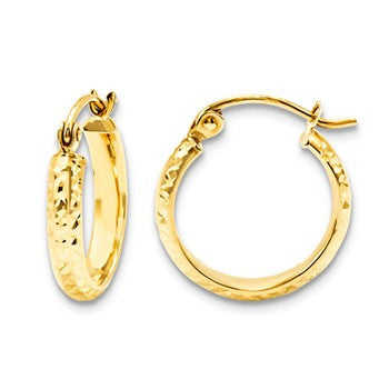 10k Yellow Gold Dia Cut Hoops, Jewelry Earrings