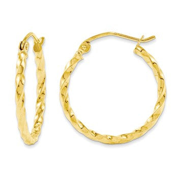 10K Yellow Twisted Hoops, Jewelry Earrings