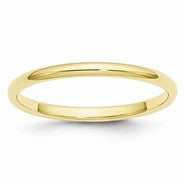 10k Yellow Gold 2mm Half Round Wedding Band