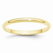 10k Yellow Gold 2mm Lightweight Half Round Wedding Band