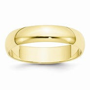 10k Yellow Gold 5mm Lightweight Half Round Wedding Band