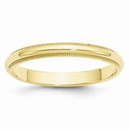 10k Yellow Gold 3mm Milgrain Half Round Wedding Band