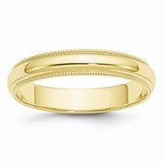 10k Yellow Gold 4mm Milgrain Half Round Wedding Band