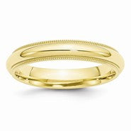 10k Yellow Gold 4mm Milgrain Comfort Fit Wedding Band