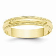 10k Yellow Gold 4mm Lightweight Milgrain Half Round Wedding Band